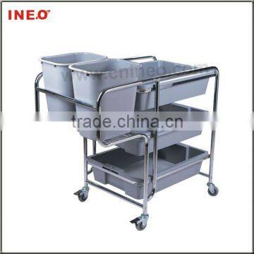 Dirty Collecting Stainless Steel Restaurant Service Kitchen Cart/Kitchen Trolley With Wheels/Hotel Cart