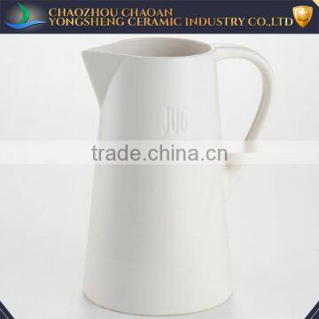 Hot sale white houseware ceramic wholesale pitcher customized logo