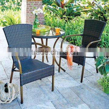 Dark Brown 3 piece All Weather Resin Wicker Patio Furniture Dining Set