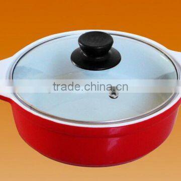 2-tone solid color stoneware soup bowl with glass lid