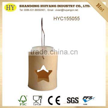 star shape hollowed cheap round wooden candle holder