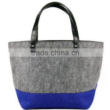 Customized ColorBlock Wool Felt Tote, Double Color Casual Felt Bag, lady market handbag,non woven Shoulder Bag,