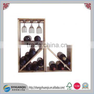 Stackable Wine Storage Rack, Unfinished Country Pine-24 Bottles photo-3