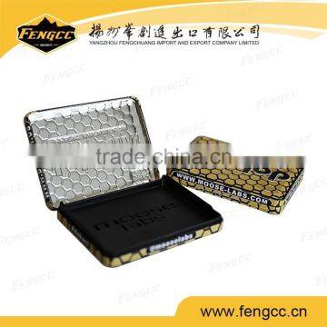 Hot Promotion customized embossed color logo flat square / rectangle metal tin box