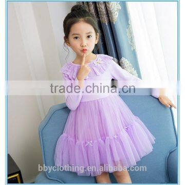 2017 New Arrival Long Sleeve Girls Dresses velour baby clothes Cotton Lace Knee-Length Flower Cute Dress