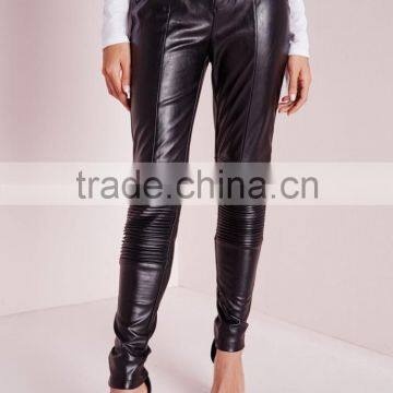 New Design Black Faux Leather Biker Pants Cheap Price photo-3