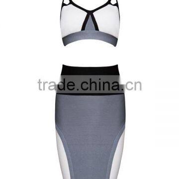 Wholesale 2015 Latest Fashion Two Piece Bandage Dress H1322 photo-2