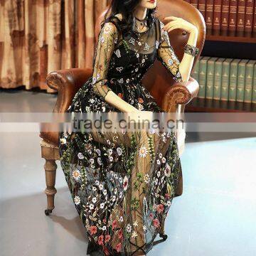 Maxnegio Maxi Dress Woman Long Sleeve Embroidery Guinea Brocade Women Casual Dress photo-3