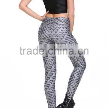 MGOO 2017 Fashion Manufacturer Custom Jersey Leggings 90 Polyester 10 Spandex Leggings Grey Mermaid Scale Print photo-6
