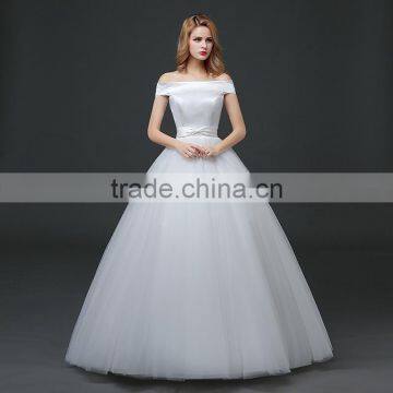 MGOO Customised Ball Gown White Plain Satin Bridal Dress Sleeveless Elegant Simple Dress For Wedding Formal Dress photo-2