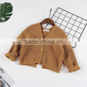 2-7 Years New 2017 Wholesale Autumn Full Sleeves Knitted Solid Color Kids Girls Jackets photo-5