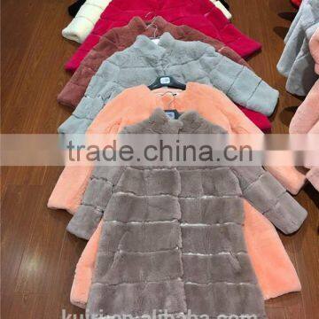 Fashion Show Style Rex Rabbit Fur Coat Women Very Long Rex Rabbit Fur Jacket Winter Fur Big Size photo-6