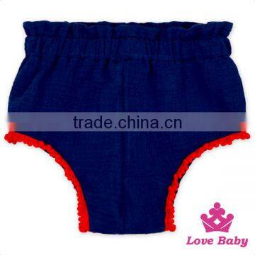Wholesale Soft Infant Clothes Navy Plain Color Lace Free PP Pants Newborn Baby Boy Beach Shorts Type Diaper photo-3