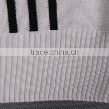 White Knitted Vertical Stripes Sweater 2015 Men photo-4