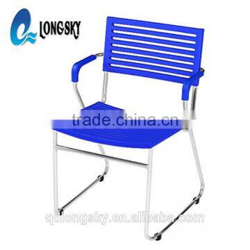 LS-4030F Fashion Design Stackable Metal Frame Plastic Chair With Arms photo-3