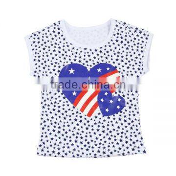 2017 little girl model top 100 patriotic top 4th of July girl shirts kids t-shirts