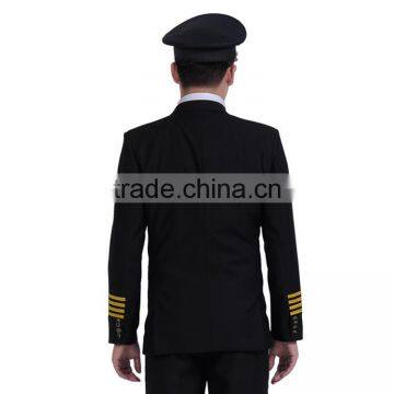 China Black Airline Work Uniform Custom Made Men Airlines Pilot Uniform photo-5