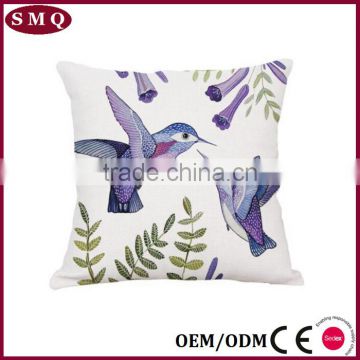 lover bird colorful fancy painting natural mixed linen pillow cover