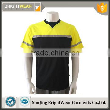 Men's high visibility short sleeve two colored china factory reflective t-shirt