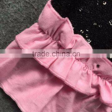 Girls Fashion Spring/Summer Design Short Sleeves Pink Black Shirt Pink Ruffle Capris With Matching Headband and Necklace Set photo-2