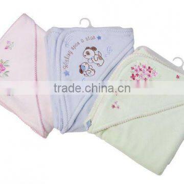 baby hooded with emb/hooded blanket