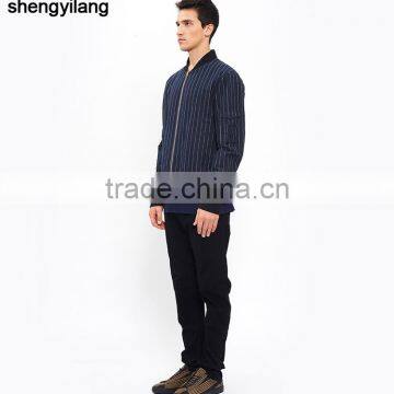 New Arrival Men Fashion Vertical Stripe Cotton Jacket Wholesale Baseball Jacket Guangzhou Clothing Manufacturer photo-3