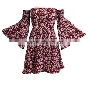 High Quality Styles Floral Off-Shoulder Dress Latest Dress Patterns Ladies for Wholesale photo-4