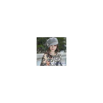 Fashion Rose Ladies Wool Felt Hats With Flower Stones Trim  for Party In Winter