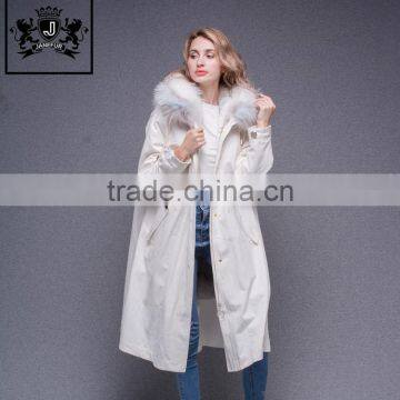 China Manufacturer Jacket Real Rabbit Fur Lined Long Style Warm Winter Parka