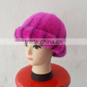 SJ927-03 Bright Pink Formal Young Lady Collection Hats with Real Fur