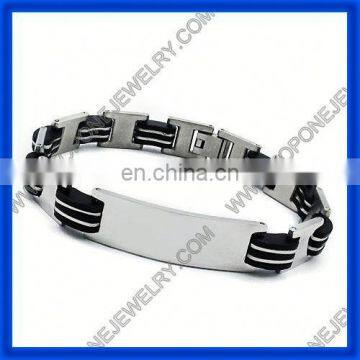 Engraved logo chain fibo stainless steel heavy jewelry bracelet