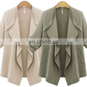 Autumn 2017 Collection Fashion Khaki Irregular Design Thin Coat Classic Wonem's Coat photo-3