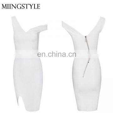 fashion oem v neck sexy mini dresses bodycon two pieces bandage celebrity fashion dresses