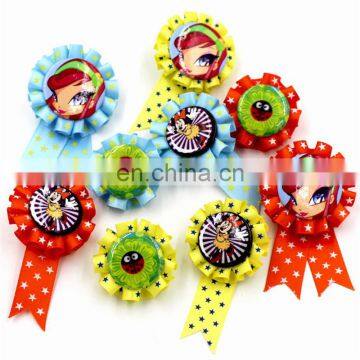 customized various anime decorative beatiful ribbon rosettes with a butterfly needle(Disney audit factory)