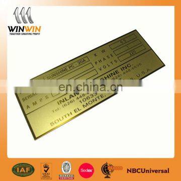 2013 electrical appliances nameplate/custom brass nameplates/nameplate wholesale/manufacturer