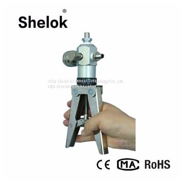 Portable hand held pressure test pump calibrator