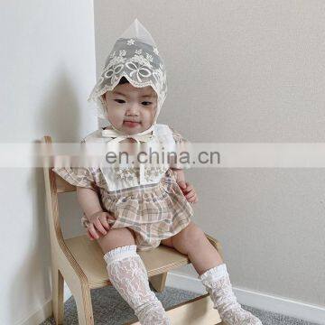 Sisters Outfit Toddler Baby Girls Dress Cotton Embroidery Flowers Plaid Kids Dress Childrenswear Wholesale