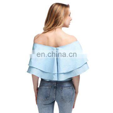 Patchwork Ruffles Short Sleeve Sexy 2020 Summer For Women Shirt Clothing Casual photo-3