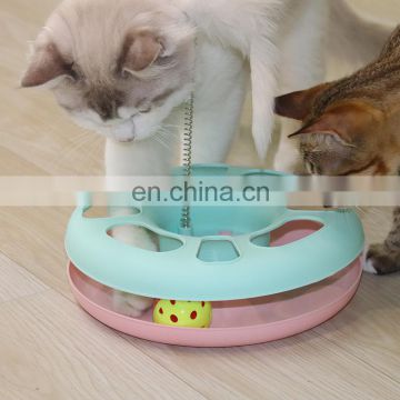 Low Price Plastic Cat Turntable Tower of Track Interactive Mouse Teaser Pet Cat Chasing Toy