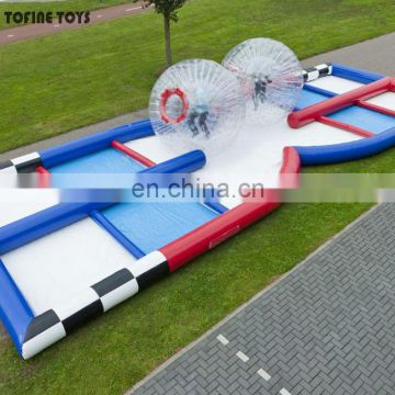 Inflatable zorb ball race track rolling down slope game