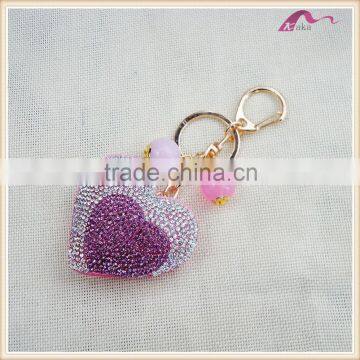 Custom Handmade Crystal Heart Leather Keychain For Gifts                        
                                                Quality Choice