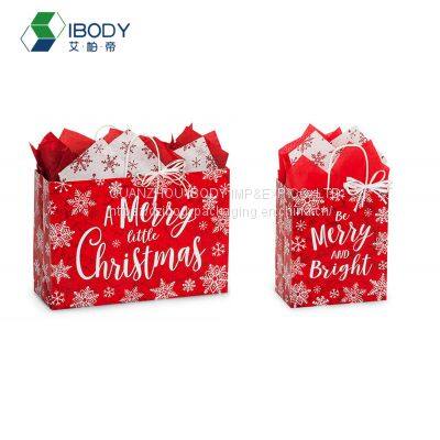 128g Copperplate Paper Bag Custom Christmas Logo Printing Embossed Film Coated Shopping Bag photo-4