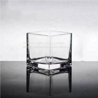 Wholesale Square Transparent Glass Candlestick, Candle Cup, Glass Square Jar, Candle Container, Home Decoration photo-3