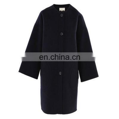 Fashion Round Collar Long Woolen Coat Women for Winter Clothes