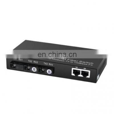 10/100M single mode  3Fiber +2RJ45 ethernet media converter high quality