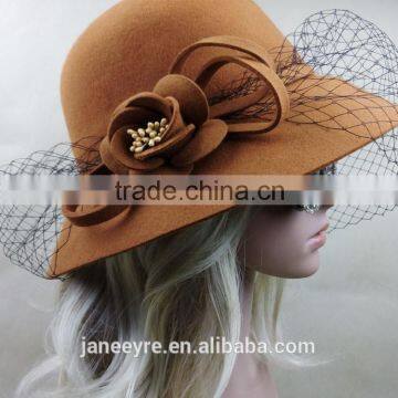 New Coming Fancy Party 100% Wool Felt Hat With Veiling photo-3