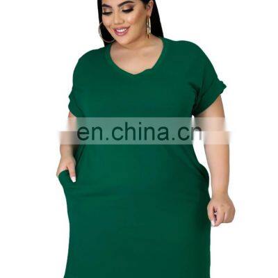 2021 New Fashion Women Outfit Color Block Short Sleeve Plus Size Maxi Dresses Women Casual Dresses Summer photo-2