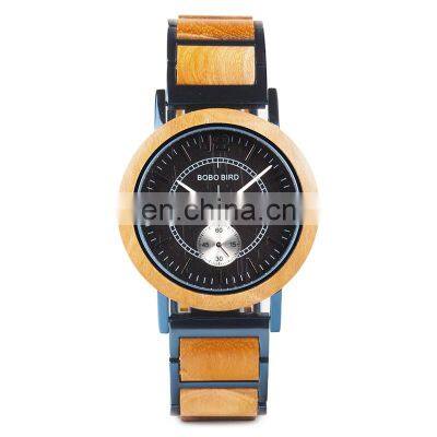 Hot Selling BOBO BIRD Quartz Movement Minimalist Wood Strap Watch  Second Hand Design Couple for Men