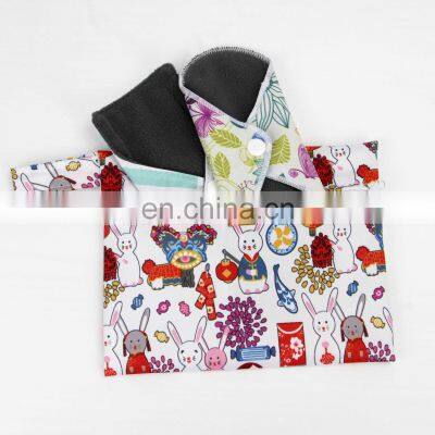 Women's Recycled and Comfortable Bamboo Carbon Cloth Reusable Washable Menstrual Pad, Sanitary Napkins photo-4