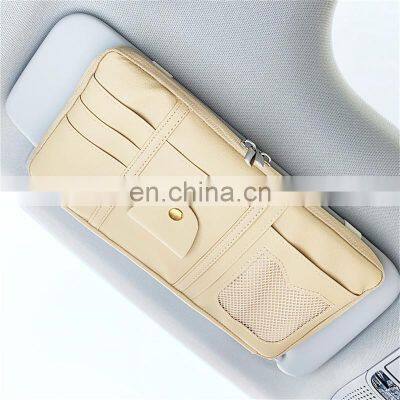 Wholesaler Car Sun Visor Organizer Storage Holder Car Styling Visor Clip Sunglasses Holder Card Ticket Storage Bag Car Organizer